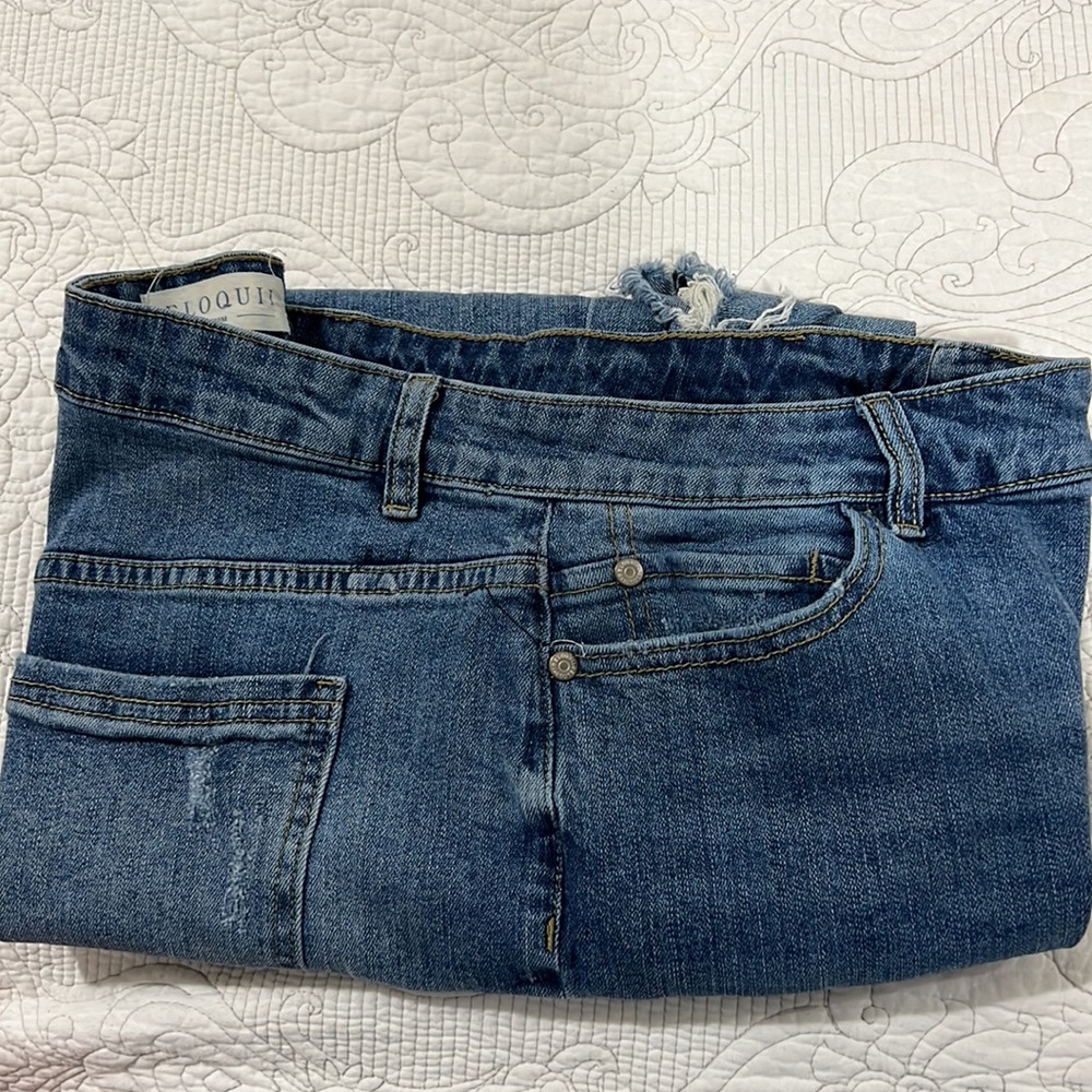 Eloquii distressed, high rise crop jeans, size 14